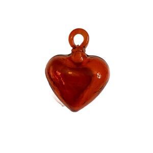 Mexican hand blown glass heart valentine 3 x2.5 in